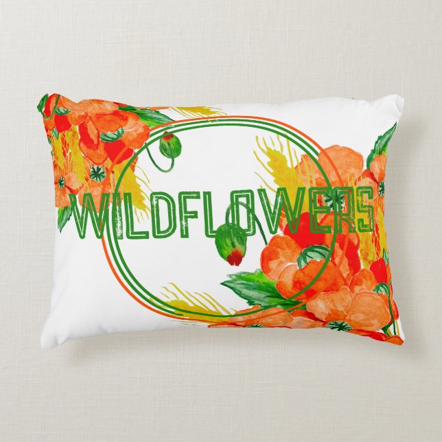 Almofada Decorativa Flores selvagens aquarela (Frente)
