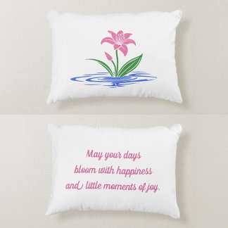 Almofada Decorativa Florescer Com Felicidade | Citação Floral Inspirad