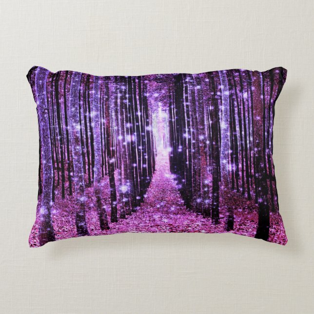 Almofada Decorativa Floresta Mágica Rosa Roxo (Frente)