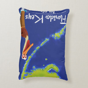 Almofada Decorativa Florida Keys Pelican Viagens vintage