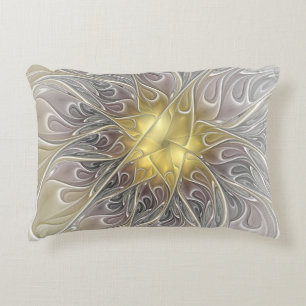 Almofada Decorativa Flourish com a flor abstrata moderna Dourado do