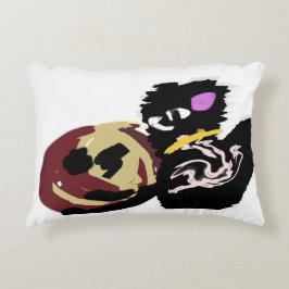 Almofada Decorativa Fluffy Black Cat Jack o Lantern fun 