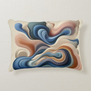 Almofada Decorativa Fluxo de Abstrato Fluido - Terra e Arte Azul da Fi