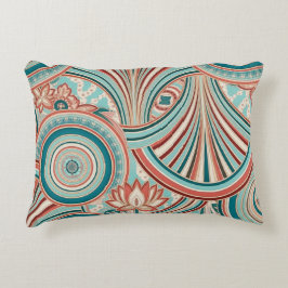 Almofada Decorativa Fluxo Novo Turquesa e Coral