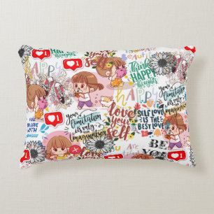 Almofada Decorativa Fofo Motivacional – Citação Positiva Kawaii 