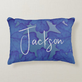 Almofada Decorativa Folha de Oak Azul Personalizada