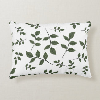 Almofada Decorativa Folhagem com Folhas Verdes em Branco