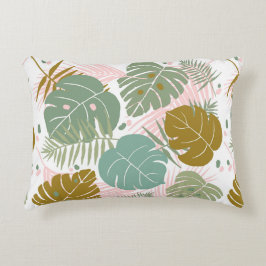 Almofada Decorativa Folhagem Tropical - Padrão De Monstera E Folha De 