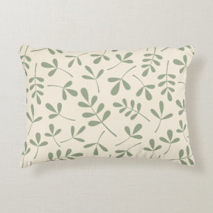 Almofada Decorativa Folhas Assorted do verde no teste padrão de creme