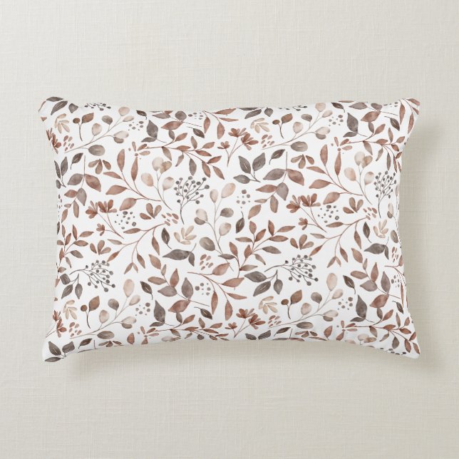 Almofada Decorativa Folhas Botânicas de Terracota Marrom Boho (Frente)
