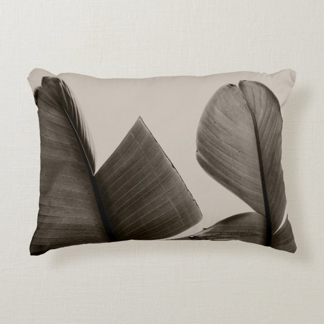 Almofada Decorativa Folhas de árvores de banana na Sepia (Frente)