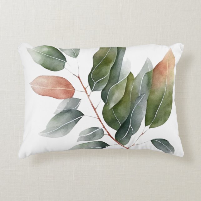 Almofada Decorativa Folhas de Eucalyptus com Aquarela (Frente)