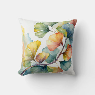 Almofada Decorativa | Folhas de Gingko em Aquarela