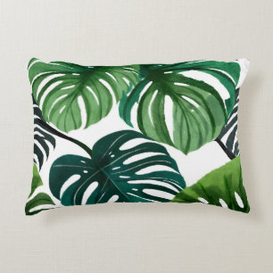 Almofada Decorativa Folhas de Monstera Botânica Aquarela Moderna