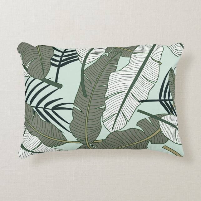Almofada Decorativa Folhas Tropicais: Padrão Natural Invisível. (Frente)