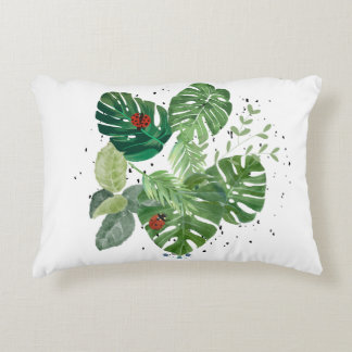 Almofada Decorativa Folhas verdes com Insetos vermelhos - Re minimalis