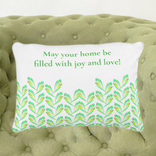 Almofada Decorativa Folhas verdes neon - arte fractal, irlandês dizend