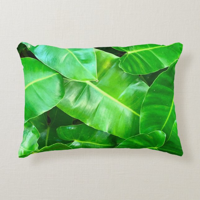 Almofada Decorativa Folhas verdes Palm Folha Floresta tropical (Frente)