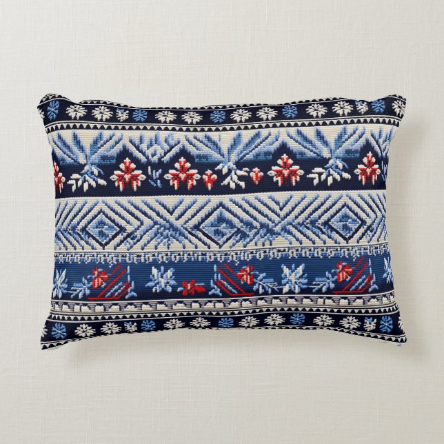 Almofada Decorativa Folk Embroidery Stripe Pattern (Frente)
