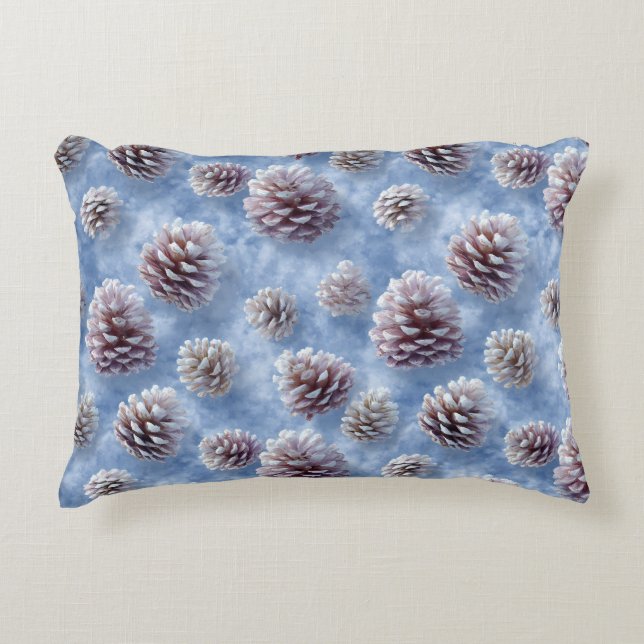 Almofada Decorativa Fosco  Azul Pinecones Travesseiro decorativo Padrã (Frente)
