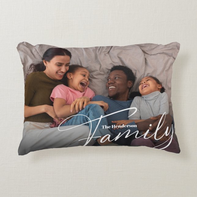 Almofada Decorativa Foto da família personalizada simples (Frente)
