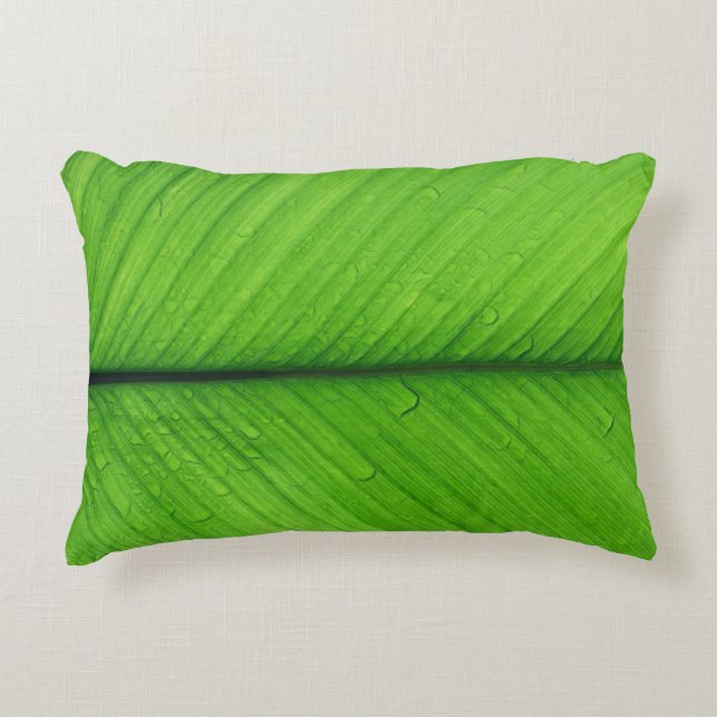 Almofada Decorativa Foto de foco suave da folha verde (Frente)
