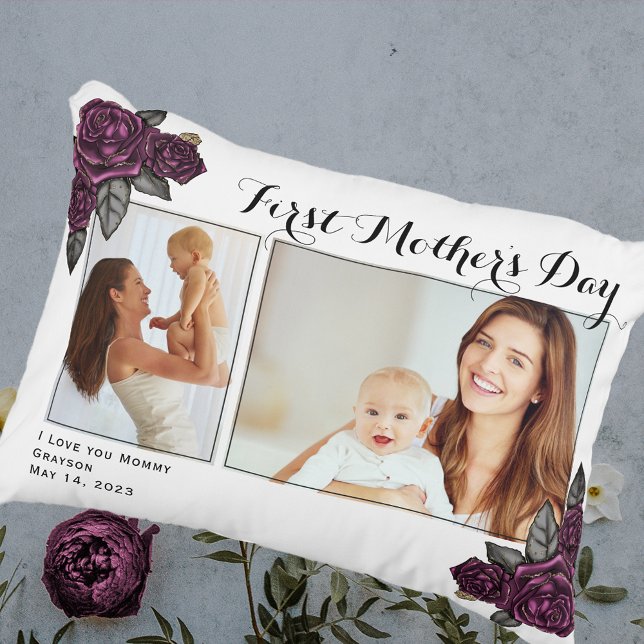 Almofada Decorativa Foto do primeiro Dia de as mães (Criador carregado)