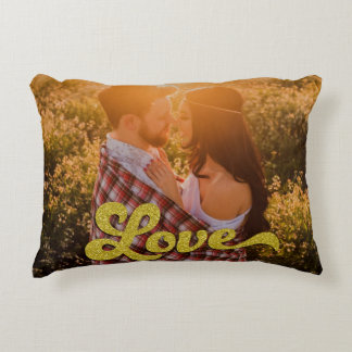 Almofada Decorativa Foto Personalizada com Sobreposição de Amor Dourad