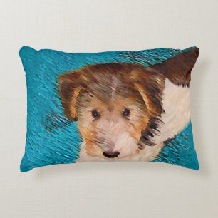 Almofada Decorativa Fox Terrier Puppy Painting - Arte Original De Cão