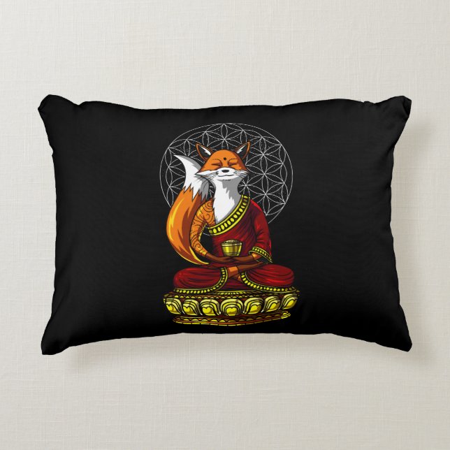 Almofada Decorativa Fox Yoga Zen Meditação Buda (Frente)