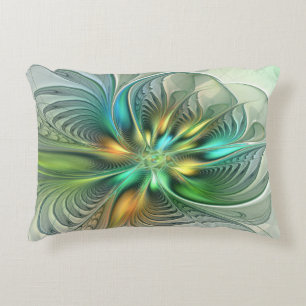 Almofada Decorativa Fractal de Flor Moderna de Fantasy Abstrato
