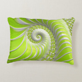 Almofada Decorativa Fractal espiral do Verde limão moderno abstrato