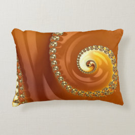 Almofada Decorativa Fractal Espiral Gradiente Laranja Dourado abstrato