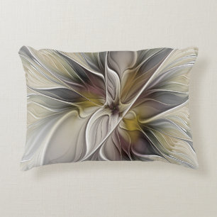 Almofada Decorativa Fractal floral, flor da fantasia com cores de