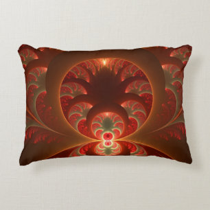 Almofada Decorativa Fractal vermelho-laranja abstrato moderno e lumino