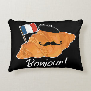 Almofada Decorativa Francês Croissant Lover França Bandeira Francófilo