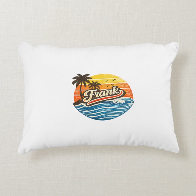 Almofada Decorativa Frank Retro Sunset Name Design (Frente)