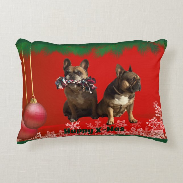 Almofada Decorativa Französische Bulldogge Frohe Weihnachten Bulldog (Frente)