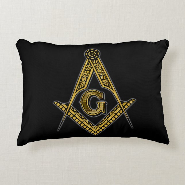 Almofada Decorativa Freemason (Preto e Dourado) (Frente)