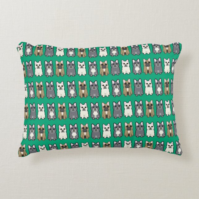 Almofada Decorativa Frenchie friends, green (Frente)
