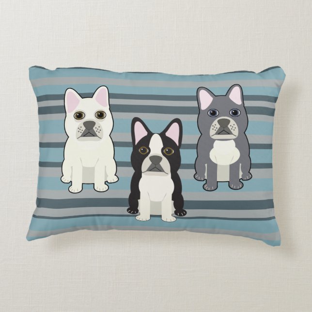Almofada Decorativa Frenchies Blue Striped (Verso)