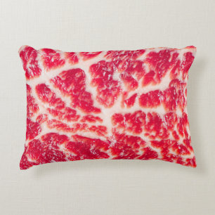 Almofada Decorativa Fresca de carne crua de bife de carne marmoreada,