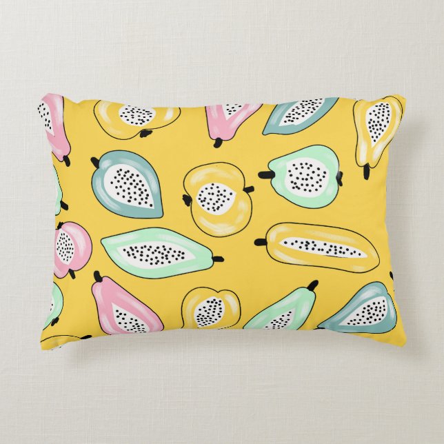 Almofada Decorativa Frutas Tropicais: Padrão de Impressão vibrante (Frente)