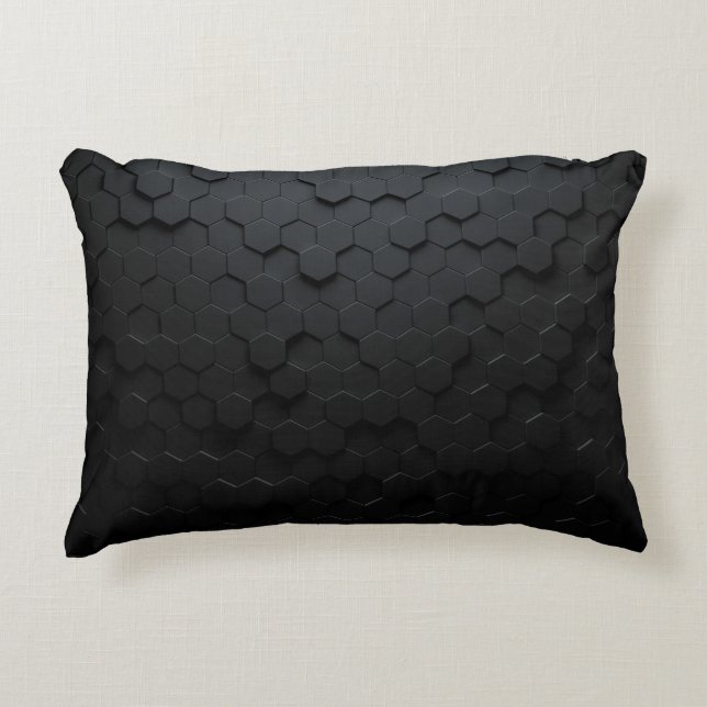 Almofada Decorativa Fundo abstrato triangular preto, surfa de Grunge (Frente)