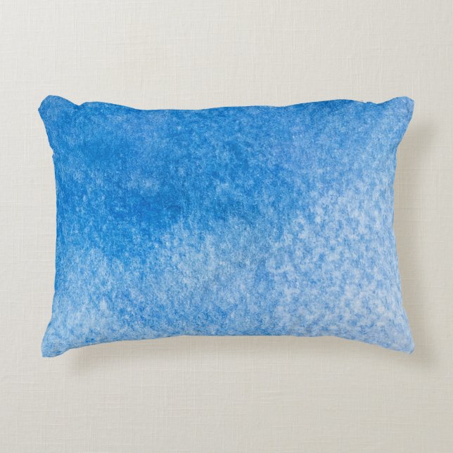 Almofada Decorativa Fundo de Aquarela Azul abstrato. Retorno de mão (Frente)