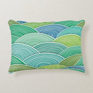 Almofada Decorativa Fundo de ondas verdes abstratas onduladas