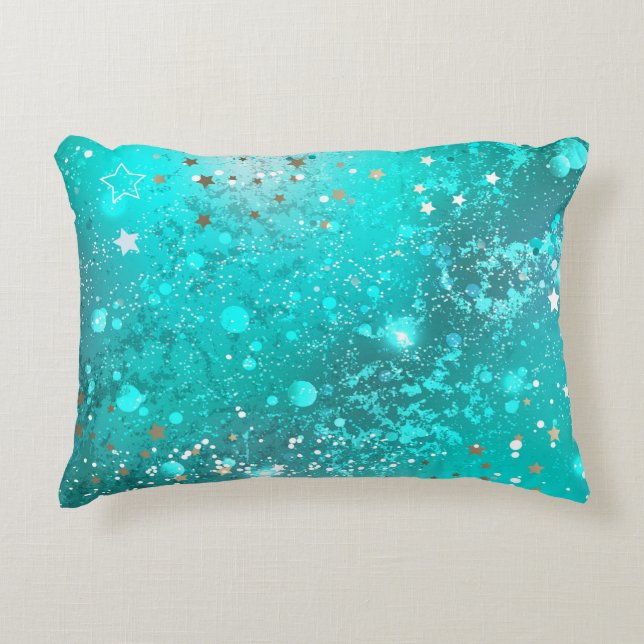 Almofada Decorativa Fundo do Mint Turquoise Foil (Frente)