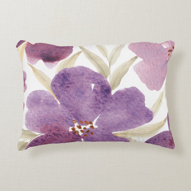 Almofada Decorativa Fundo do Watercolor Lilas (Frente)