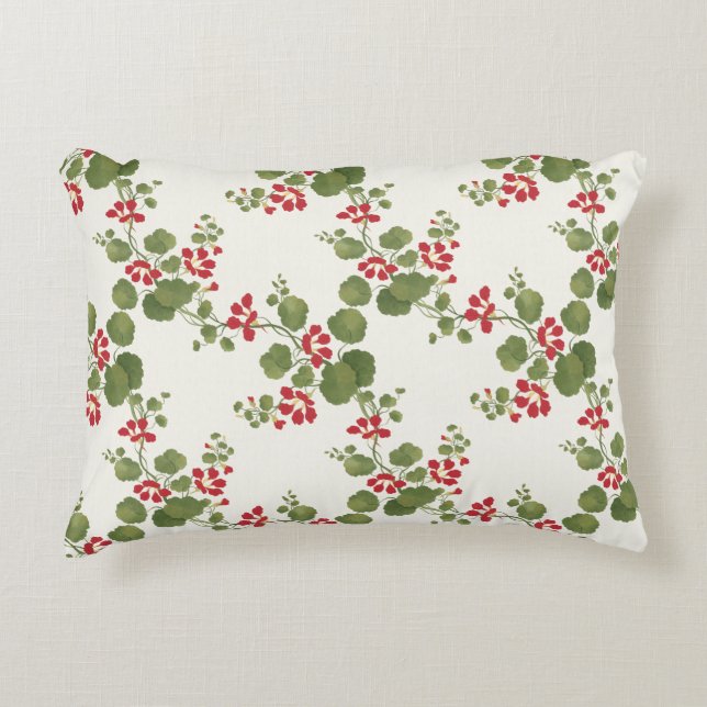Almofada Decorativa Fundo Red Nasturtium Cream (Frente)