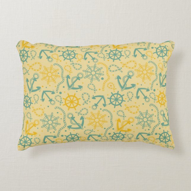 Almofada Decorativa Fundo retro com âncora, cordas (Frente)